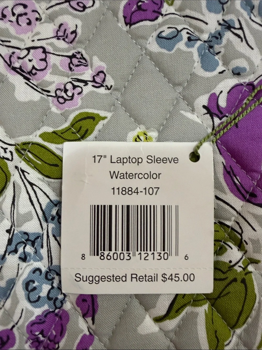 Vera Bradley Floral Quilted Laptop Bag - Watercolor “17” x 12.25”